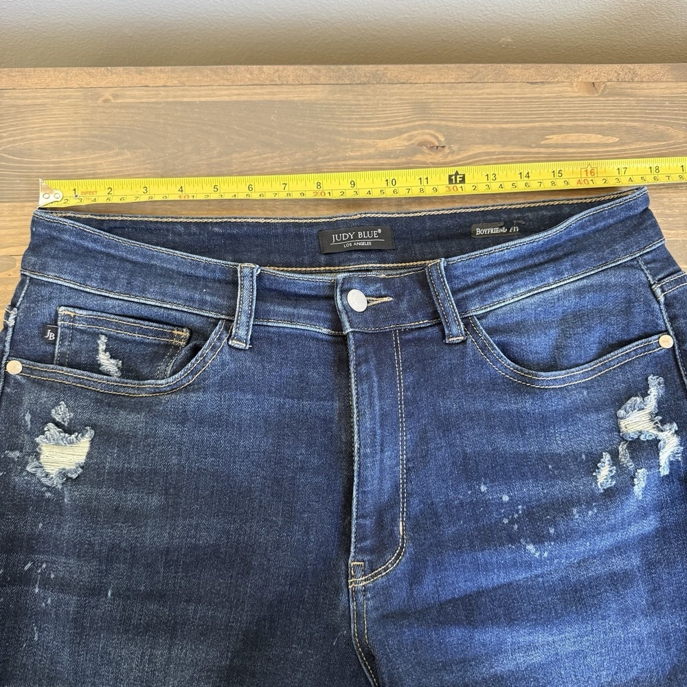 Judy Blue Womens 14W Blue High Rise Boyfeiwnd‎ Fit Distressed Denim Jeans - Picture 7 of 9